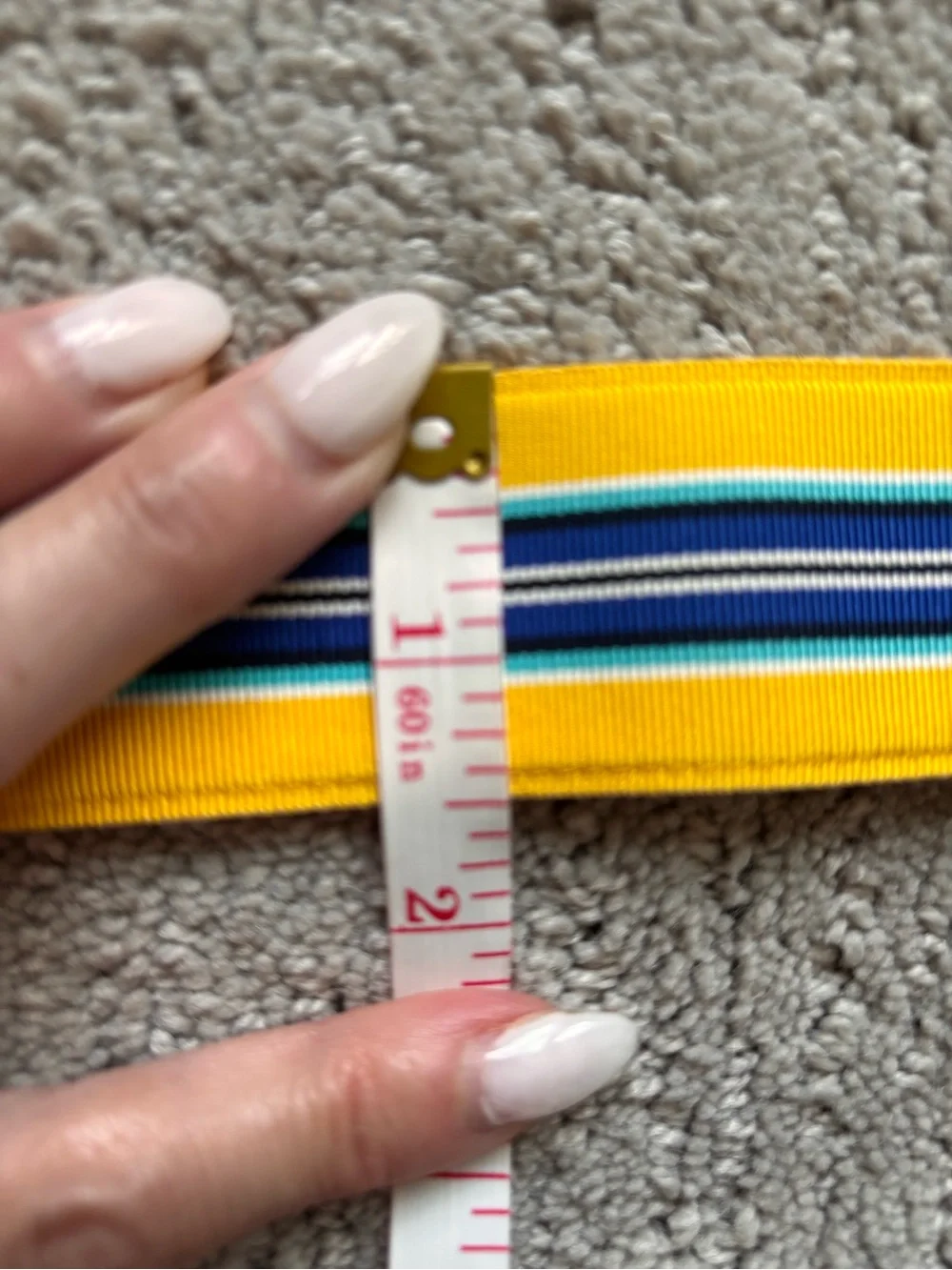 Yellow Striped Woven D-Ring Belt 42.5”